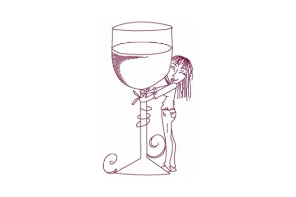Big Wine Glass: A Bold and Elegant Embroidery Design