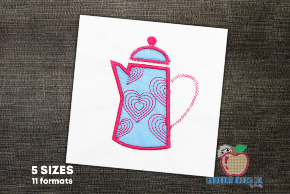 Embroidery Designer Review: Beautiful Pink Coffee Pot Applique