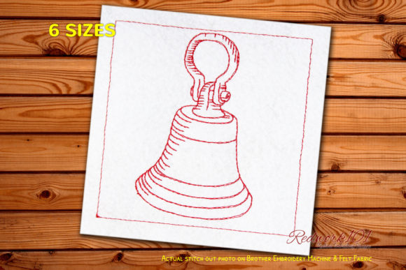 Evaluating Brass Hanging Bell Redwork Embroidery