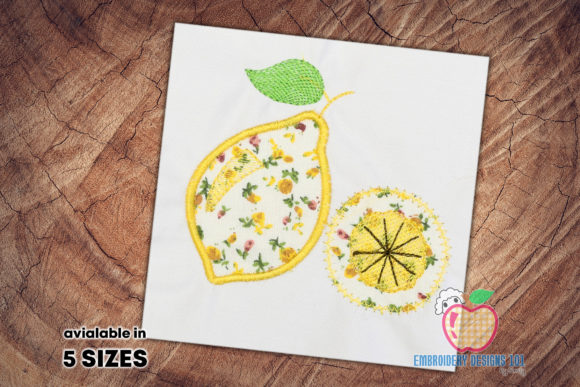 Lemon with the Lemon Slice: A Fresh Embroidery Design