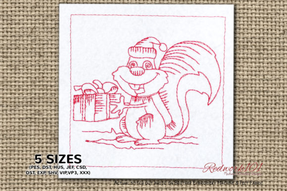 My Take on the Squirrel with Santa Hat Embroidery Design