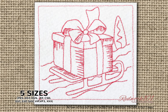 Sleigh Holding a Gift Embroidery Design Review