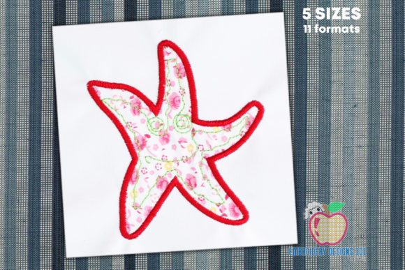 Star Fish with Orange Green Color: A Charming Embroidery Design